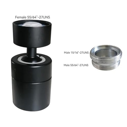 Big Angle Rotate Kitchen Sink Faucet Attachment, faucet nozzle aerator,faucet extender, swivel dual flow sprayer - color: black80°+1 adapter