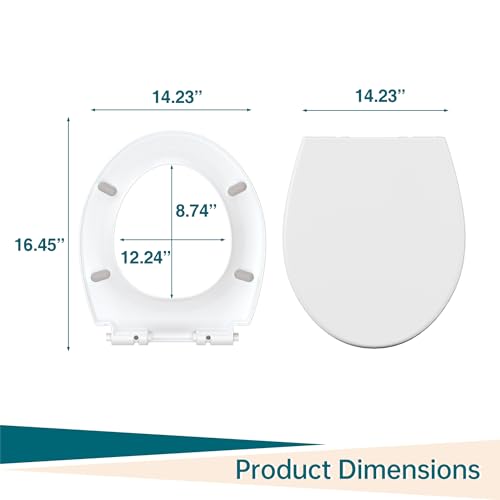 Round Toilet Seat with Soft Close, Quick Release and Quick Attach Design, Plastic Toilet Seat with Non-Slip Bumpers, Never Loosens and Easy to Install and Clean, Fits Most Round Toilets - color: Standard (Locking), size: Round (17″)