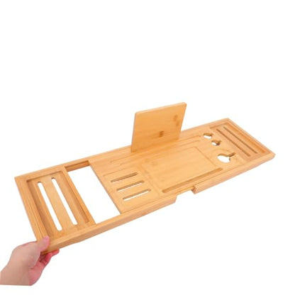 Bamboo Bathtub Rack Expandable Spa Tray Bath Tub Organizer Non-Slip Spa Accessories