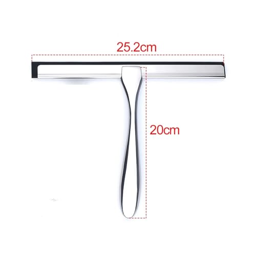 Stainless Steel Shower Squeegee, Silicone Rubber Glass Wiper | With hook, 25.5 x 18 cm, silver or black, for windows, mirrors, shower walls, car glass(10black-1hook) - color: 10black-1hook