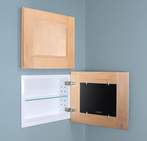 14x11 Concealed Picture Frame Medicine Cabinet Without Mirror for Bathroom, Recessed in Wall, Made in North America, Real Wood, NO MDF, Adjustable Shelf, Unfinished Solid Panel - color: Unfinished Solid Wood Panel, size: 14x11