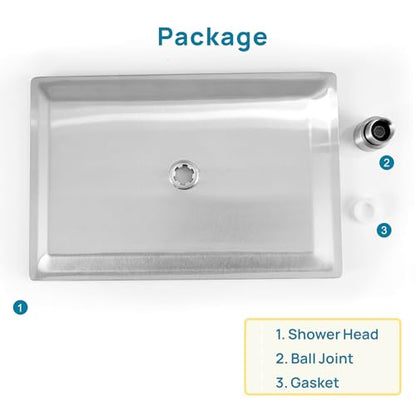 12 x 10 Inch Rain Shower Head Full Body Coverage, Brushed Nickel | Rainfall, Ceiling or Wall Mount, Waterfall, High Pressure, Square ALL Metal