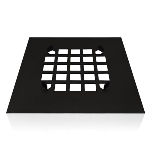 4-1/4” Square Snap-in Matte Black Shower Drain - Stainless Steel Replacement - 4.25 inch Durable Floor Cover -Snap-in - Easy Installation Universal Grate Strainer - color: Black