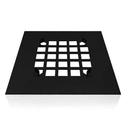 4-1/4” Square Snap-in Matte Black Shower Drain - Stainless Steel Replacement - 4.25 inch Durable Floor Cover -Snap-in - Easy Installation Universal Grate Strainer - color: Black