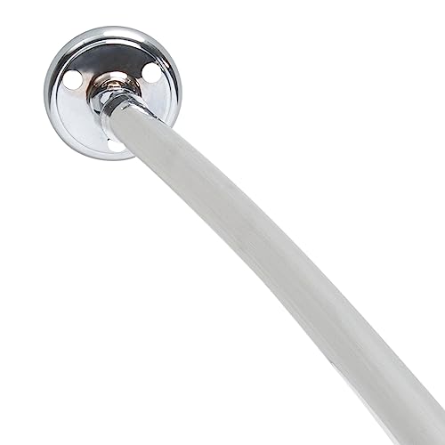 Bath Bliss Curved Shower Rod | Adjustable 44"-78" Inch | Bathroom Shower Curtain and Liner Rod | 33% More Space | Wall Mounted | Easy Installation | Aluminum - color: Aluminum