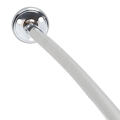 Bath Bliss Curved Shower Rod | Adjustable 44"-78" Inch | Bathroom Shower Curtain and Liner Rod | 33% More Space | Wall Mounted | Easy Installation | Aluminum - color: Aluminum