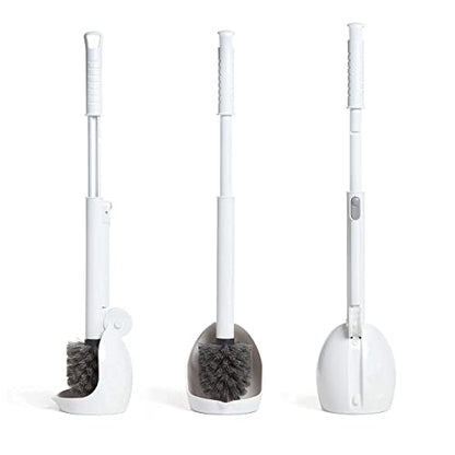 ELYPRO Toilet Brush with Holder – Drip-Free Hygienic Bathroom Scrubber with No-Drip Caddy, Built-in Spout, Fast-Drying Ventilated Design, Compact Toilet Cleaner for RV, Boat, Home – White