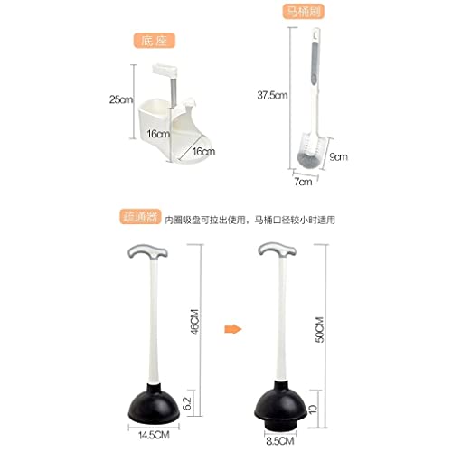 2 in 1 Heavy Duty Toilet Plunger Set with Holder Stand Base, Toilet Plunger and Brush, Bowl Brush and Plunger Combo for Bathroom Cleaning