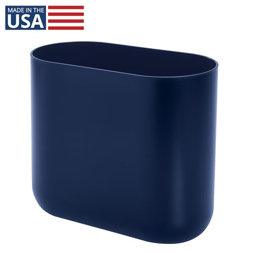 iDesign Small Slim Plastic Bathroom Trash Can, Navy Blue | Bedroom, Office, Desk, Dorm - color: Navy, style: Pack of 1