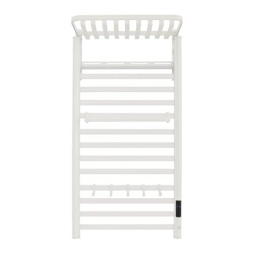 Towel Warmer Rack, 12 Bars Aerospace Aluminium Wall Mounted Electric Heated Towel Rack, Plug-in Towel Dryer with Timer, 86-140°F Temp,Touch Screen for Bathroom, 180W, IPX4 (White)