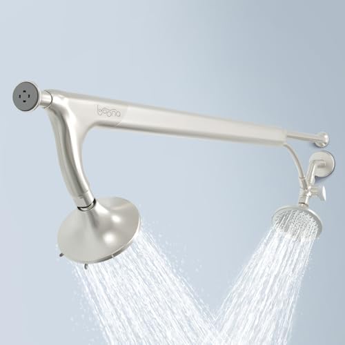 BOONA Tandem Shower as seen on Shark Tank | Dual Shower Head for Couples | Brushed Nickel, Two Showerheads - color: Brushed Nickel, size: Two Showerheads