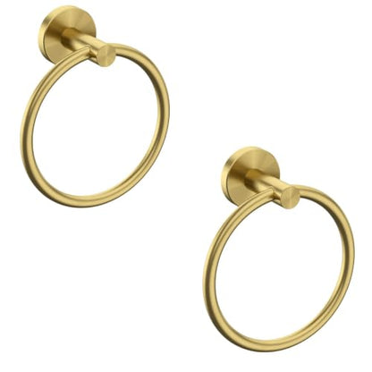 2 Pack Brushed Gold Towel Ring | Hand Towel Holder for Bathroom Wall Mounted, Durable 304 Stainless Steel, Modern Style - color: Brushed Dark Gold