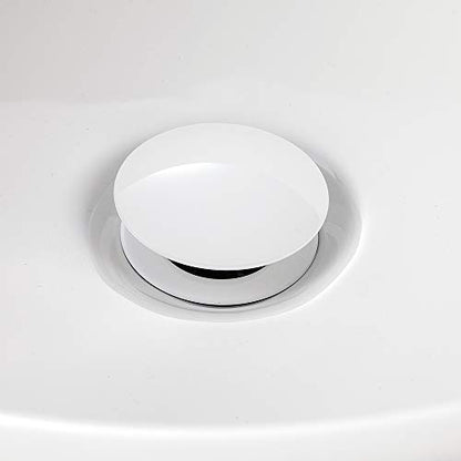 Faucet Sink Drain Stopper Vessel Vanity Pop Up Drain with Overflow | Solid Brass White Color Sink Drains Bath Assembly Fits 1.57 to 2.36 Inch Sink Openings with 1-1/4 Inch Large Cap And Basket - size: With Overflow