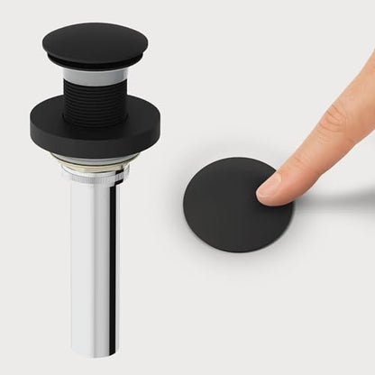 Vigo Bathroom Sink Pop Up Drain Without Overflow, Matte Black Drain Stopper with ClogFree QuickDrain Technology & Matching Mounting Ring - color: Matte Black