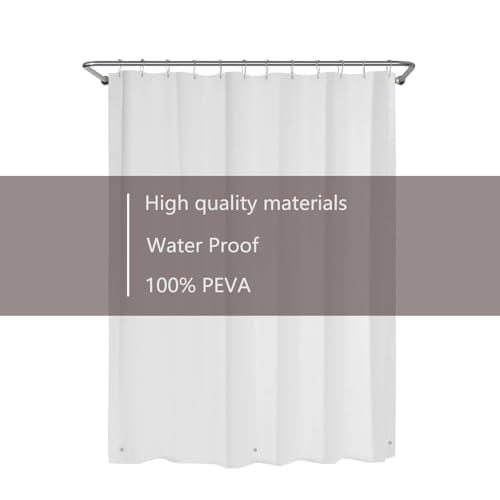 TIKABC Shower Curtain Liner, 4G PEVA Shower Liner, Plastic Waterproof Shower Curtains, with Grommet Holes and 3 Magnetic Weights(White) - color: White