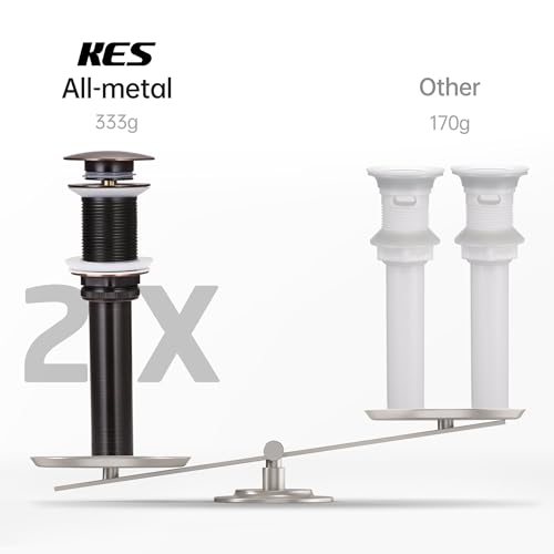 KES Bathroom Sink Drain Without Overflow Vessel Sink Lavatory Vanity Pop Up Drain Stopper Oil Rubbed Bronze, All Metal Rustproof Brass and 304 Stainless Steel, for 1.6"-1.9" Sink Hole, S2008D-ORB - color: Oil Rubbed Bronze, style: NO Overflow, 1 Pack