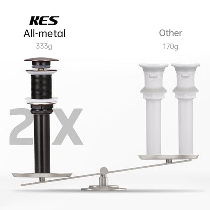 KES Bathroom Sink Drain Without Overflow Vessel Sink Lavatory Vanity Pop Up Drain Stopper Oil Rubbed Bronze, All Metal Rustproof Brass and 304 Stainless Steel, for 1.6"-1.9" Sink Hole, S2008D-ORB - color: Oil Rubbed Bronze, style: NO Overflow, 1 Pack