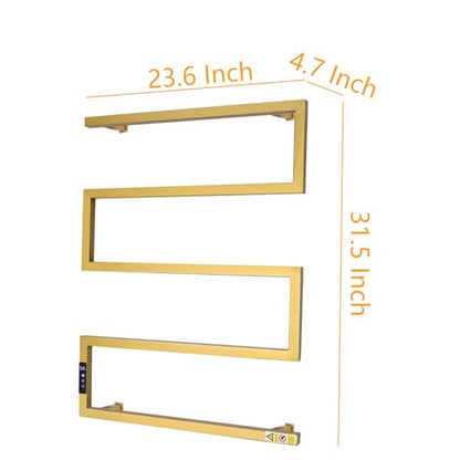 Towel Warmer Rack for Bathroom with Timer/Fahrenheit Temperature Control Wall Mounted Electric Heated 5 Bar Rail Plug-in or Hardwired Keep Bath Shower Towel Warming (Brushed Gold) - color: Brushed Gold