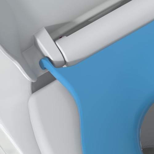 Blue Round Toilet Seat with Built-In Potty Training Seat for Adult and Child, Soft Quiet-Close Lid with Non-Slip Design, Magnetic Kids Seat, Easy to Install and Clean - color: Blue, with Toddler Seat, size: Round (17″)