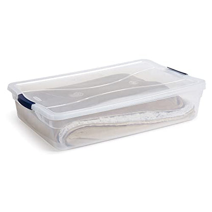 Rubbermaid Cleverstore 42 Quart Stackable Plastic Storage Bin with Lids for Garage, Closet, and Classroom, Clear, 4 Pack - size: 42 Qt - 4 Pack
