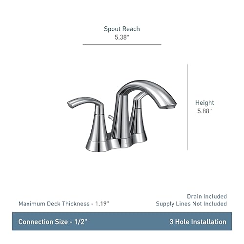 Moen 6172BL Glyde Two-Handle High Arc Centerset Bathroom Faucet, Matte Black