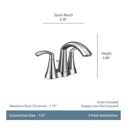 Moen 6172BL Glyde Two-Handle High Arc Centerset Bathroom Faucet, Matte Black