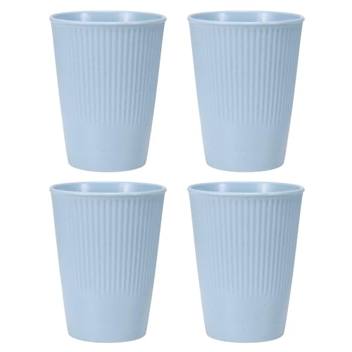 uxcell 4 Pcs Simple Toothbrush Cup, 3.3 x 3.3 x 4.2 Dishwasher Safe Bathroom Tumbler Reusable Plastic Cup Set for Storing Toothpaste Combs, Light Blue - color: Light Blue