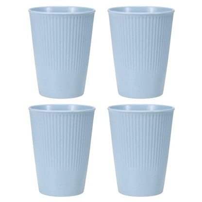 uxcell 4 Pcs Simple Toothbrush Cup, 3.3 x 3.3 x 4.2 Dishwasher Safe Bathroom Tumbler Reusable Plastic Cup Set for Storing Toothpaste Combs, Light Blue - color: Light Blue