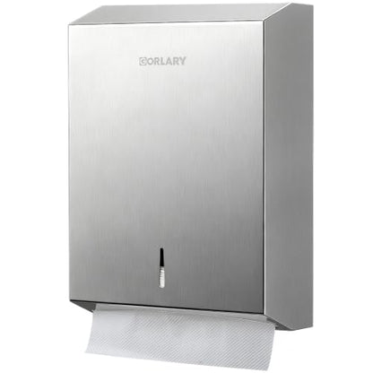 Gorlary Paper Towel Dispenser Wall Mount, Keyless Magnetic Closure, Silver | Brushed Stainless Steel, C-Fold Multifold Trifold Bathroom Paper Towel Holder, Ideal for Home, Kitchen, Bathroom - color: Large-silver-keyless