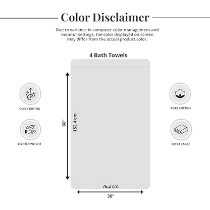 4 Piece Extra Large Bath Towels 30 x 60 Inches, Burgundy | 100% Cotton, Larger & Lighter Weight, Quicker to Dry, Super Soft and Absorbent, Perfect for Bathroom - color: Burgundy