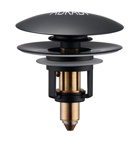 Bathroom Sink Drain Stopper, 2-in-1 Pop Up Sink Drain Stopper Strainer for 1.06"-1.65" Basin Drain Holes, Brass Bounce Core Sink Stopper with Anti-Clogging Hair Catcher - color: Matte Black(l)-1p