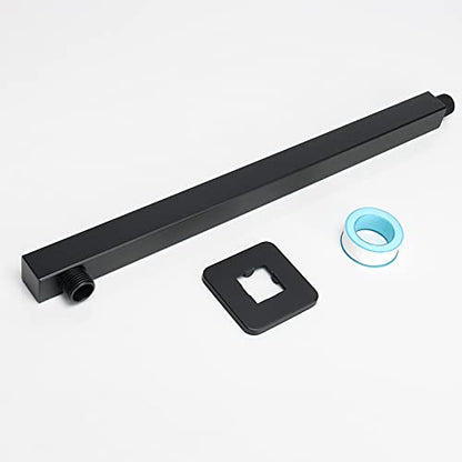 Shower Arm, Rain Shower Head Extension Extender, With Flange and Teflon Tape, Made of Thicken Stainless Steel for Bathroom Rainfall Shower (16 Inch, Matte Black) - color: Matte Black, style: 16 Inch