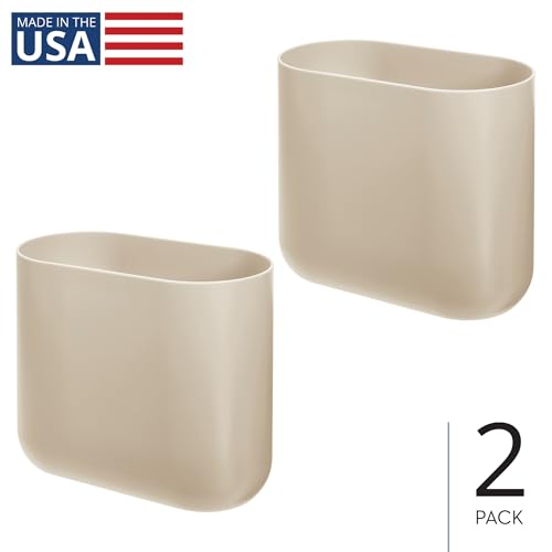 iDesign Small Slim Plastic Bathroom Trash Can, 2-Pack, Brown | Garbage Can for Bedroom, Office, Desk, Dorm - color: Taupe, style: Pack of 2