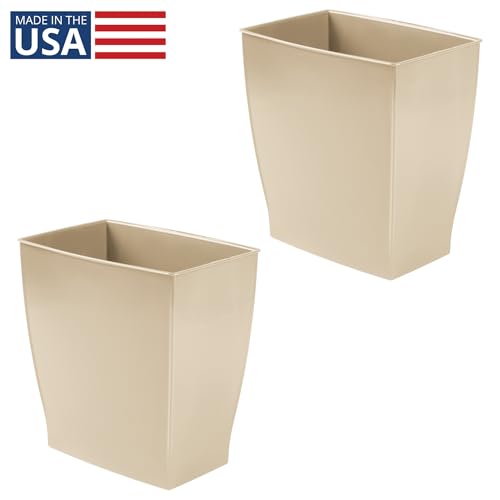 iDesign Small Plastic Bathroom Trash Can, Slim Rectangle, 2-Pack, Brown | Garbage Bin for Bedroom, Office, Dorm - color: Brown, style: Pack of 2