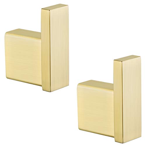 RANDOM Brushed Gold Towel Hook Modern Steel Clothes Rack Wall Mounted Coat Robe Clothes Hook for Bathroom Kitchen Home Garage 304 Stainless Steel Wall Hook 2 Pack 96009-8BG. - color: Single Hook-Brushed Gold