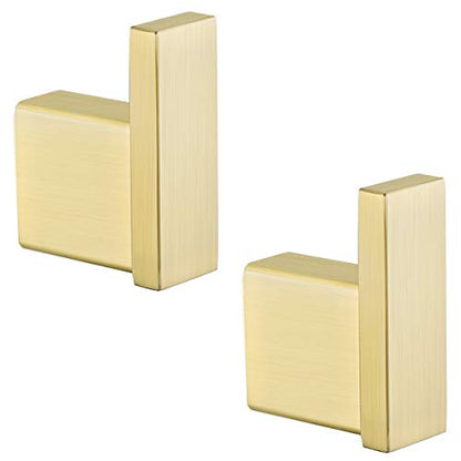 RANDOM Brushed Gold Towel Hook Modern Steel Clothes Rack Wall Mounted Coat Robe Clothes Hook for Bathroom Kitchen Home Garage 304 Stainless Steel Wall Hook 2 Pack 96009-8BG. - color: Single Hook-Brushed Gold