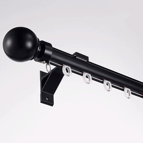 Single Roman Rail Silent wall Mounted Track Curtain Track Wall Mount Curtain Rods Room Divider Heavy-Duty Curtains Rails for Privacy in Open Rooms Easy to Install(Black,1.4m(4.6ft)) - color: Black, size: 1.4m( 4.6ft )