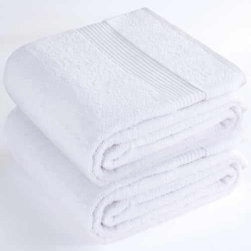 Cotton Paradise 100% Cotton Turkish Towel Set, Soft Absorbent Quick Dry, 2 Piece 35x70 Bath Sheet Set, Snow White - color: Snow White, size: 35"x70"