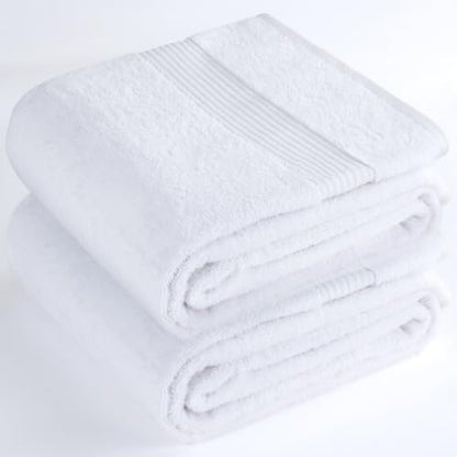 Cotton Paradise 100% Cotton Turkish Towel Set, Soft Absorbent Quick Dry, 2 Piece 35x70 Bath Sheet Set, Snow White - color: Snow White, size: 35"x70"