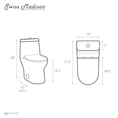 Swiss Madison SM-1T112 Ivy One Piece Toilet Dual Flush - color: Glossy White, size: 12" Rough-in