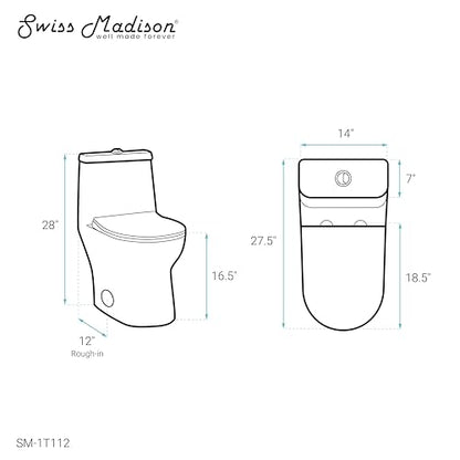 Swiss Madison SM-1T112 Ivy One Piece Toilet Dual Flush - color: Glossy White, size: 12" Rough-in