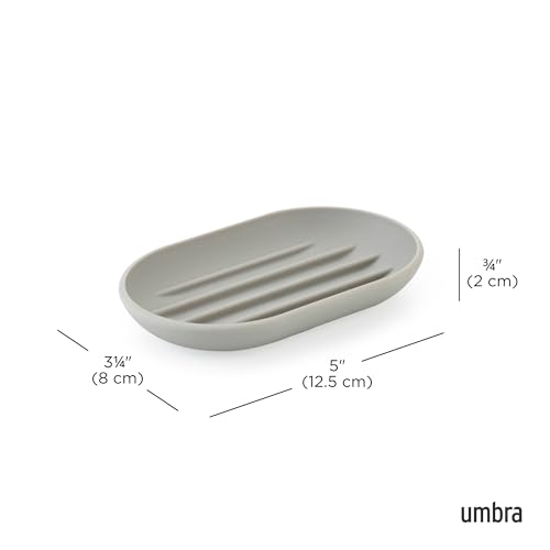 Umbra Touch Soap Dish for Bathroom - Modern Oval Shape for Sink - Durable and Easy to Clean, Grey - color: Grey