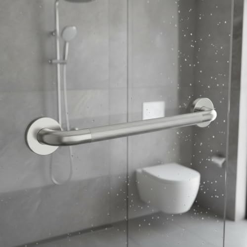 Stainless Steel Bathroom Grab Bar, Silver Textured Grip Handrail for Shower and Bathtub, Durable Wall Mount Rail - size: 16.93 x 0.98 x 2.95 in