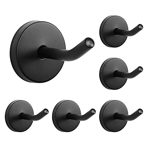 NearMoon Coat Hooks, Wall Mount Hooks for Hanging Hat Hurse Robe, 304 Stainless Steel Heavy Duty Towel Hangers for Bathroom Livingroom Hotel Kitchen Garage, 6 Pack (2 Inch, Matte Black) - color: Matte Black, size: 2 Inch (Wall)