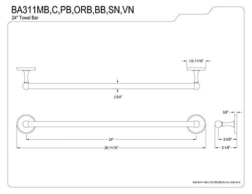 Kingston Brass BA311BB Classic Towel-Bar, Brushed Brass - color: Brushed Brass