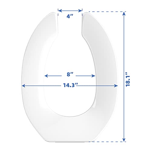 Commercial Heavy Duty Open Front Toilet Seat Without Cover, Thickened Material, Never Loosen, ELONGATED, White(18.5”), 2-Pack - size: Elongated-2-Pack