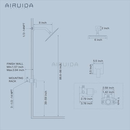 Airuida Shower Faucet Set,6 Inch Shower Valve Kit,Matte Black | Male Threads,Rough-in Valve Shower Trim Kit,Single Handle Control Shower Set - color: Matte Black, size: 6 Inch