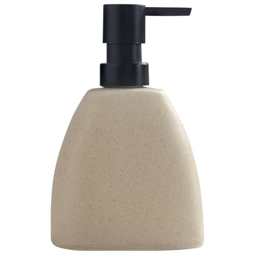 EMPO Ceramic Hand Soap Dispenser with Matte Black Pump, Stone-Textured Wabi-Sabi Liquid Dispenser for Bathroom Vanity and Kitchen Sink (360ml) - size: 360ml
