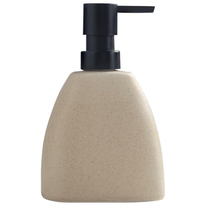 EMPO Ceramic Hand Soap Dispenser with Matte Black Pump, Stone-Textured Wabi-Sabi Liquid Dispenser for Bathroom Vanity and Kitchen Sink (360ml) - size: 360ml