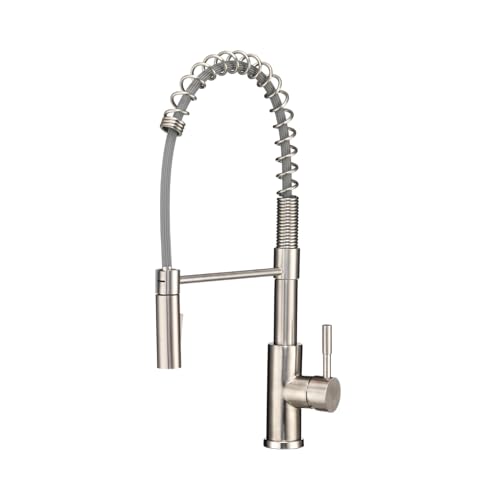 Dura Faucet DF-MK504SLK-SN RV Pull-Down Kitchen Faucet (Satin Nickel) | High-arc spring pull-down kitchen faucet for RV and camper galleys. Brushed Satin Nickel finish. - color: Brushed Satin Nickel